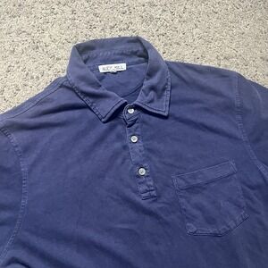 Alex Mill Polo Shirt Mens Medium Navy Blue Cotton Pocket Short Sleeve